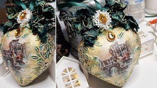 Christmas Ornaments 2024 DIY  Decoupage Vintage Christmas Tree Baubles