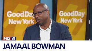 Rep. Jamaal Bowman reacts to being down in the polls