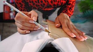 Gentlemens Shirt Making ○ ASMR Whisper ○ Lint Roller Drafting Patterns Pencil Buttons