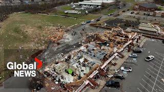 Tennessee tornadoes Drone video shows the devastation as crews clean up from deadly storms