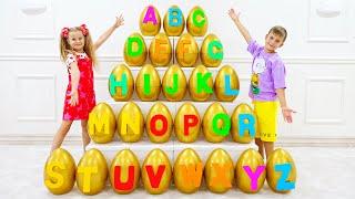 Diana and Roma English Alphabet with Surprise Eggs  ABC