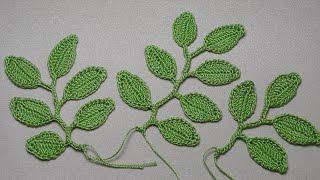 Вязание веточки листиков - урок вязания крючком - Crochet Leaf