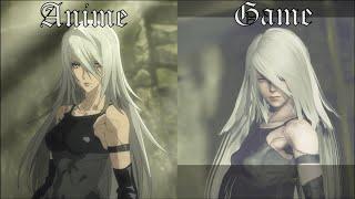 Nier Automata Comparison - Anime vs. Game A2 obliterates a child