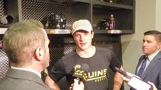 Boston Bruins Trent Frederic Postgame Media Scrum After The 5-3 win over Arizona on 12923