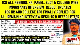 FINALLY TCS HR TEAM REPLIED FOR ALL REMAINING INTERVIEW MAIL RESULTS OFFER LETTER & JOINING UPDATE