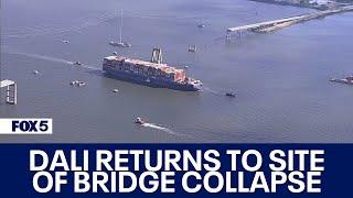 Baltimore Key Bridge collapse Dali passes through site where bridge crumbled