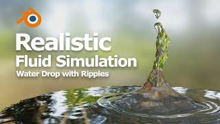 Blender fluid simulation water drop and ripples