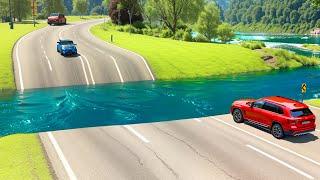 Cars vs Deep Water Unfinished & Switchback Roads ▶️ BeamNG Drive