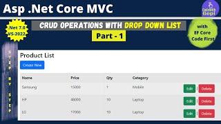 How to bind DropdownList in ASP.NET Core CRUD Application with ASP.NET Core 7.0 using EF Part-1