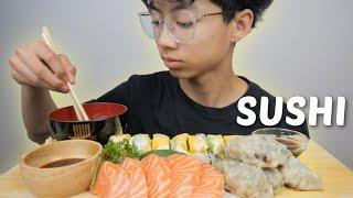 SUSHI *Mango Avocado Roll Salmon Sashimi with Gyoza and Miso Soup  N.E Let Eat
