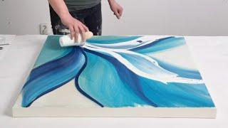 LOTS of Movement & Depth Abstract Acrylic Painting with Fluid Acrylics   Wild Waters