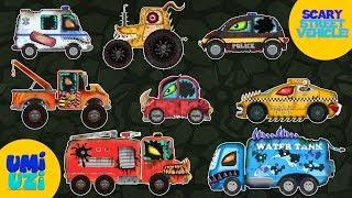 Umi Uzi  scary street vehicles  Halloween videos for kids