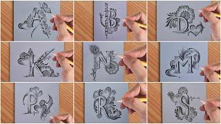 Beat tattoo drawing with pencil of A  B  D  K  N  M  P  R  S  simple drawing video