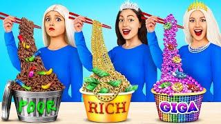 Rich vs Poor vs Giga Rich Challenge  Food Challenge with Expensive vs Cheap Hacks by MEGA GAME