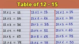 12 ka table  table 12 to 15  pahada  12 से 15 तक पहाड़ा  Table of 12 to 15  12 table 15 table