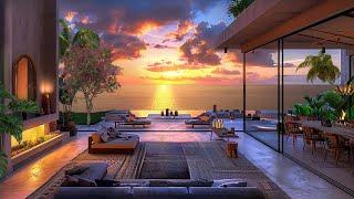 The Serenity Of Sunset Chill Out With Ocean Waves & Cozy Crackling Fire Sound  Luxury Beach Villa