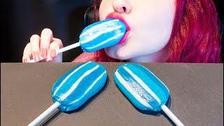 ASMR Huge Blueberry Lollipops & A Blue Tongue  Crunchy Hard Candy   Relaxing No TalkingV 