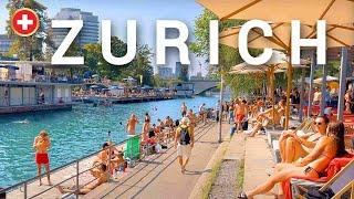 ZURICH SWITZERLAND  Zürich in 30°C Enjoy the Limmat River Walking Tour