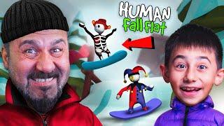 EGEMEN KAAN İLE KARDA KAYDIK  4 KİŞİ HUMAN FALL FLAT OYNUYORUZ