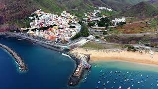 Playa de Las Teresitas Tenerife Canary Islands - Aerial 4k drone video