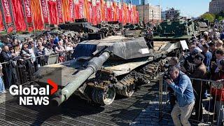 Russia displays Western tanks captured in Ukraine as trophies of the Russian Army