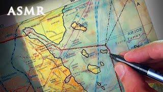 ASMR Black Marker Pen Tracing and Drawing on a Map  1 hour