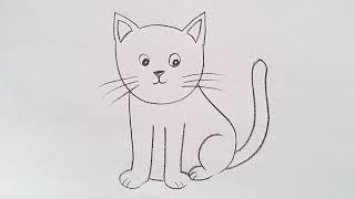 how to draw cat drawing easy step by step@