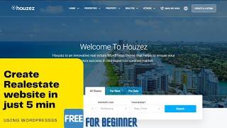 create realestate website in 5 min with free wordpress theme Houzez free