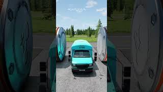 Trailer Truck & Buses vs Bollard Crash #shorts #beamngdrive #bus