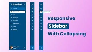 Responsive Sidebar With Collapsing  Sidemenu  Menu  Code Effect