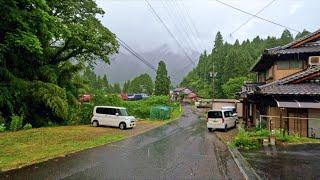 Walking in the Rain - The Most Beautiful Japan Countryside  Heavy Rain All Day