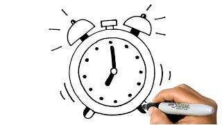 How to DRAW an ALARM CLOCK Easy Step by Step Drawings