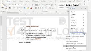 Delete the TEST4U paragraph style.