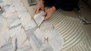 Creating and Installing Rhombus Marble Mosaic