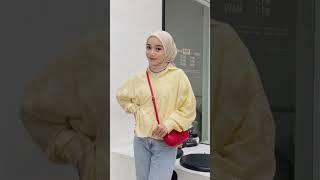 Ootd weekend outfit hijab simple ShopeeHaul blouse kemeja tas kulit kekinian #short #racunshopee