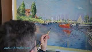 The Reproduction Process of Claude Monets Red Boats at Argenteuil by TOPofART Studio