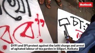 DYFI and SFI protest against the lathi charge and arrest of agitated labour of tea garden