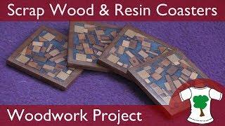 Woodwork Project Coasters from Scrap Wood and Resin