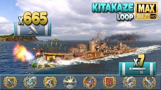 Destroyer Kitakaze in arms race on map Loop - World of Warships