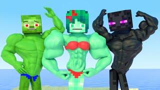 Top all Minecraft Life of Muscles & love Zomma ZomBo  muscular girls and boy  Minecraft Animation