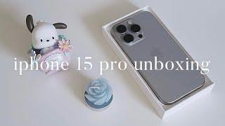 UNBOXING iPhone 15 Pro Natural Titanium  + accessories and setup