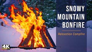 Bonfire in the Snowy Mountains 12 Hours of Cozy Fire Sounds for Background Ambience