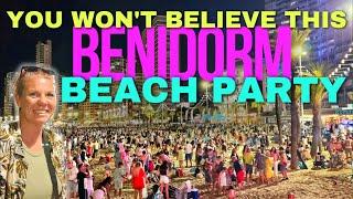 Benidorm - Beach BUZZING at MIDNIGHT for SUMMER FIESTA