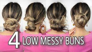 EASY LOW MESSY BUN TUTORIAL  4 WAYS 