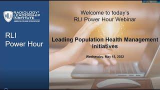 May  2022 Power Hour Webinar Leading Population Health Management PHM Initiatives