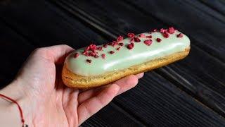 Эклеры с шоколадным кремом  Рецепт сахарной глазури  Chocolate eclairs