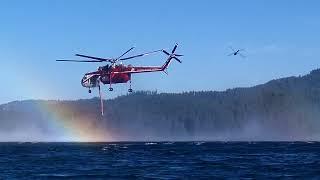 CalFire Transport Creates #Rainbow on #Lake #Siskiyou Refilling to Fight Rainbow Ridge #Fire