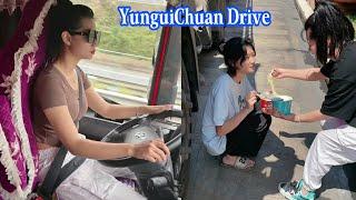Chuyến hành trình cùng con gái yêu. Nữ tài xế xe đầu kéo xinh đẹp YunguiChuan P17