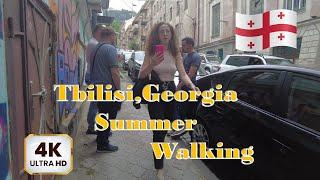 Tbilisi Georgia 4K summer walking travel 2022  Hot summer walk