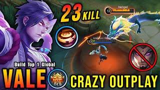 23 Kills Vale Crazy Outplay 100% ANNOYING - Build Top 1 Global Vale  MLBB